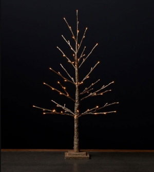 Gold Glitter LED Twig Tree - Warm White Lights 3 Foot