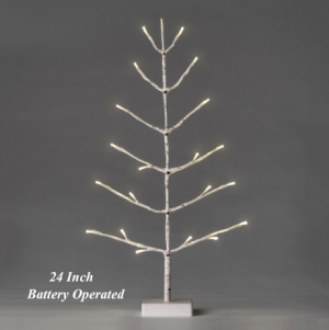 Battery Operated 24 Inch Flat Birch Lit Tree - Timer