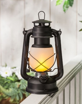 FireGlow LED Hurricane Lantern - 11 Inch Matte Black