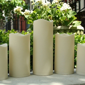 Flameless Indoor Outdoor Resin Candle Set of 5 with Timer