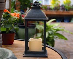 Flameless Outdoor Antique Bronze Candle Lantern - 12 Inch