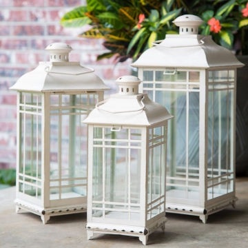 Lillian Off White Metal Lanterns - Set of 3