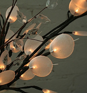Lighted Silver Dollar Branch - 60 Bulb Electric - 20 Inch
